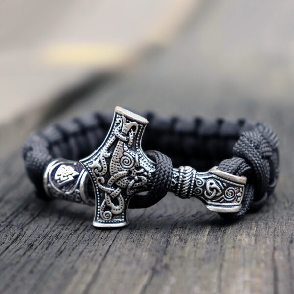 Mens Viking Mjolnir Leather Bracelet Thor hammer Wristband Norse Mythology Runes Amulet Jewelry