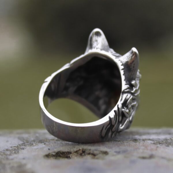 Silver Color 316L Stainless Steel Wild Wolf Biker Rings Mens Fashion Animal Jewelry Gift for Him