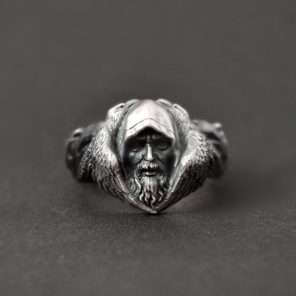 EYHIMD Norse Mythology Odin Raven Rings Mens Viking Wolf Stainless Steel Ring Scandinavian Amulet Jewelry