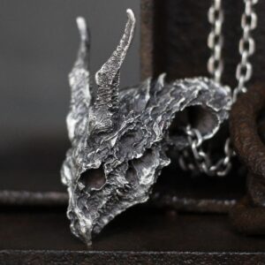 EYHIMD Vintage Detail Evil Dragon Skull 316L Stainless Steel Pendant Men's Punk Biker Jewelry