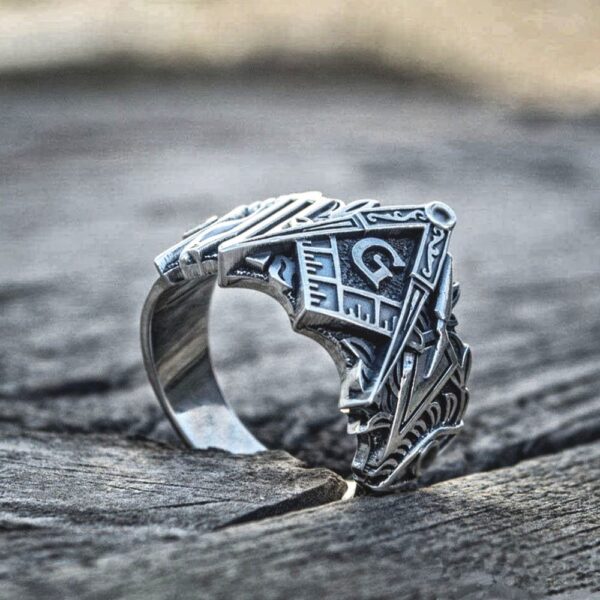 EYHIMD Men Freemason Ring Stainless Steel Masonic Symbol Rings Freemasonry Knights Templar Jewelry