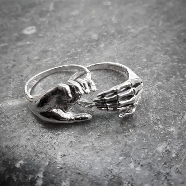 Unique Friendship & Love Couple Puzzle Ring Unisex Skeleton Stainless Steel Rings Jewelry