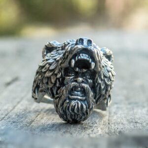 Mens Silver Color Viking Bear Warrior 316L Stainless Steel Biker Rings Vintage Vikings Nordic Jewelry